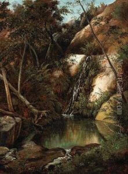 Trickling Waterfall Oil Painting - Henry Chapman Ford