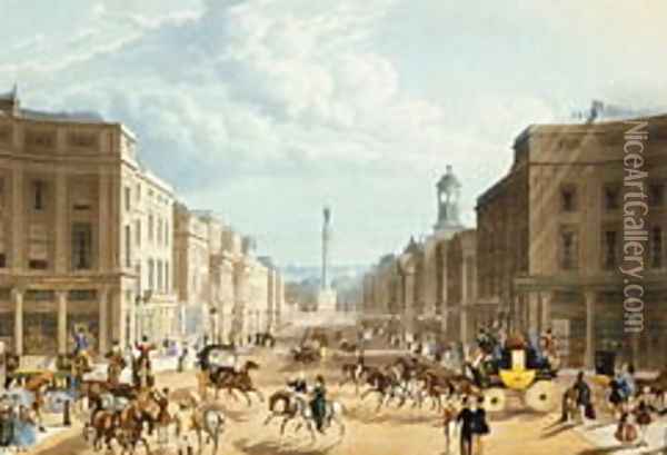 Lower Regent Street, pub. by Ackermann, c.1835 Oil Painting - Thomas Hosmer Shepherd