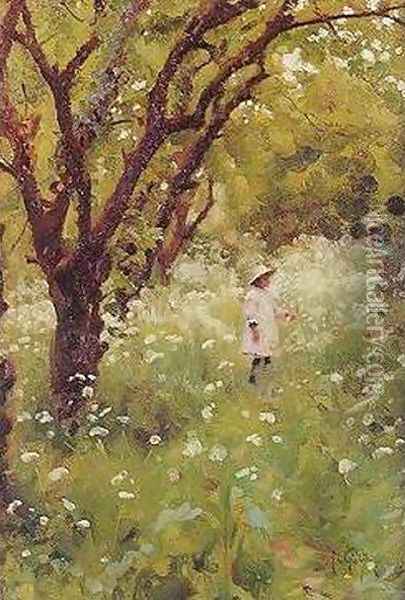 The Orchard Oil Painting - Thomas Cooper Gotch