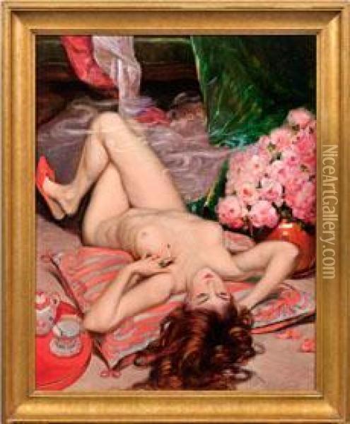 Ruhender Weiblicherakt Oil Painting - Herman Richir