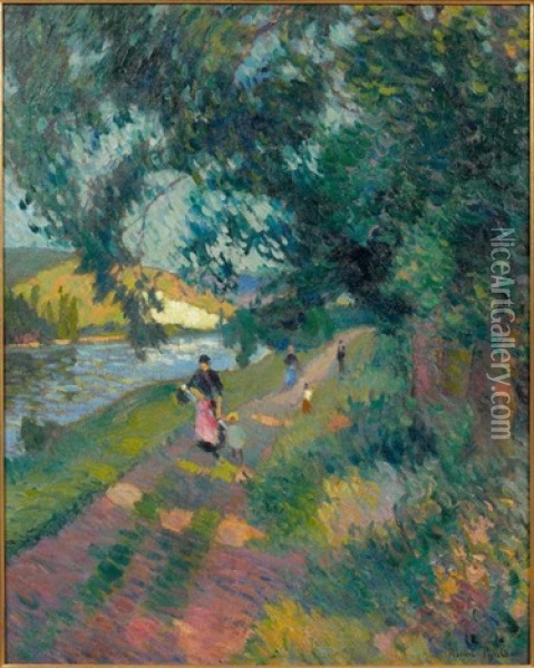 Promenade Sur Le Chemin De Halage Oil Painting - Robert Antoine Pinchon