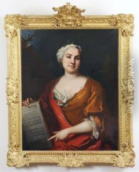 Portrait Presume De Mademoiselleantier Oil Painting - Donatien Nonnotte