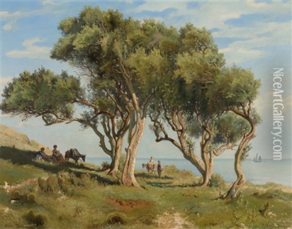Bord De La Mediterranee Oil Painting - Jean-Marc Dunant-Vallier