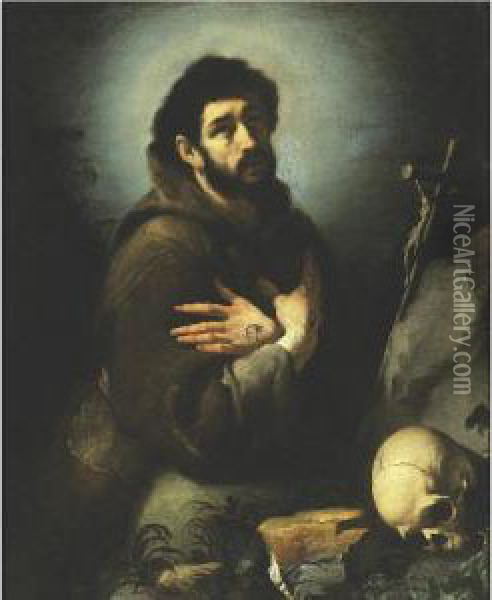 Saint Francis At Prayer Oil Painting - Bernardo Strozzi