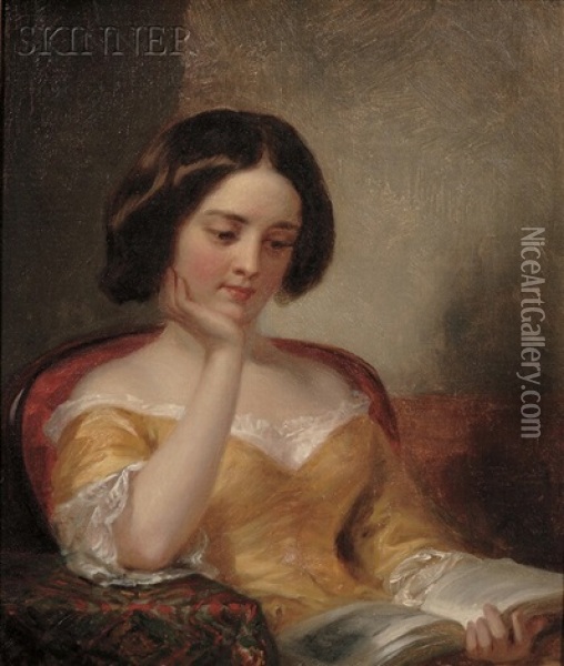 Young Woman Reading Oil Painting - George Augustus Baker Jr.