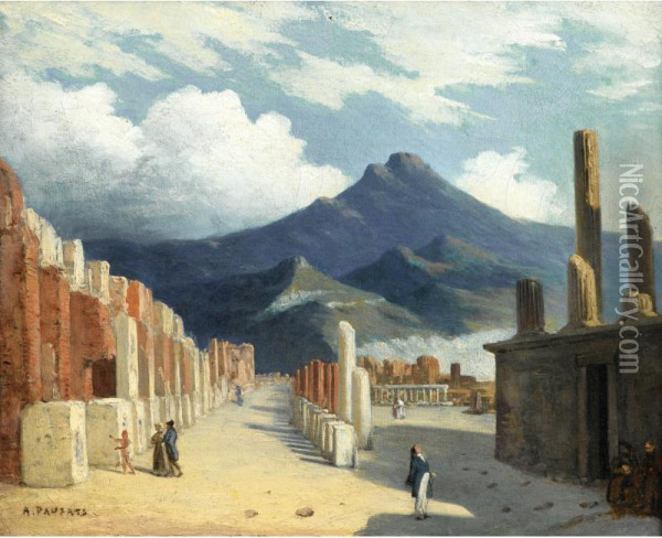 Vue De Pompei Oil Painting - Charles Philippe-A. De Lariviere