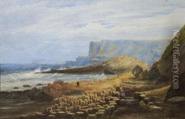The Giant's Causeway From The Well Oil Painting - Andrew Nicholl
