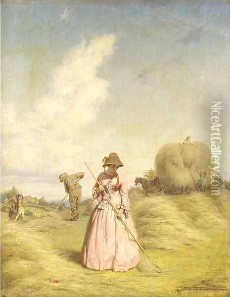 Haymaking Oil Painting - George Elgar Hicks