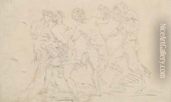 Dance Of Satyrs And Nymphs Oil Painting - Raymond Lafage