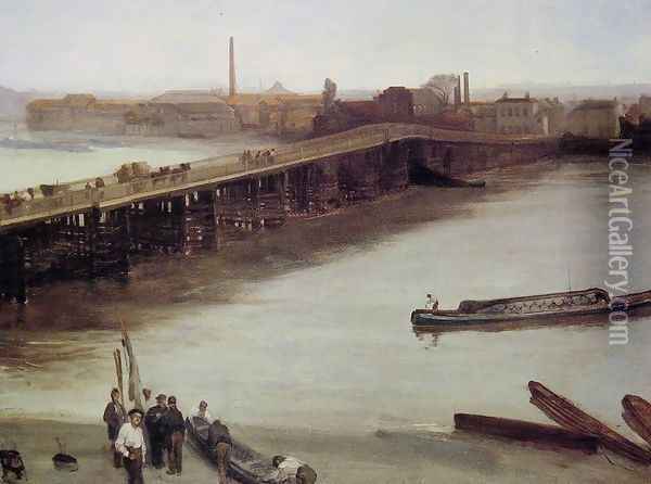 Brown and Silver: Old Battersea Bridge Oil Painting - James Abbott McNeill Whistler