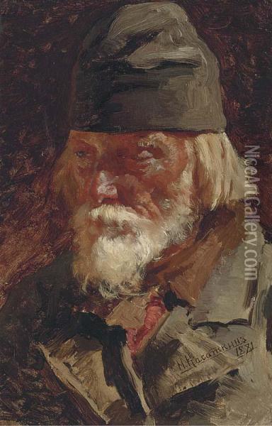 Portrait Of Old Peasant Oil Painting - Nikolaj Alekseevich Kasatkin
