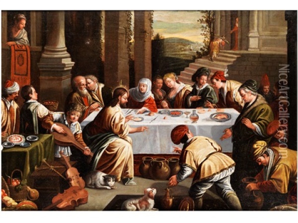 Christus Verwandelt Wasser In Wein Oil Painting - Francesco Bassano the Younger