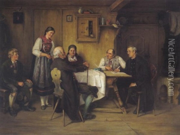 Der Ehevertrag Oil Painting - Albert Mueller-Lingke