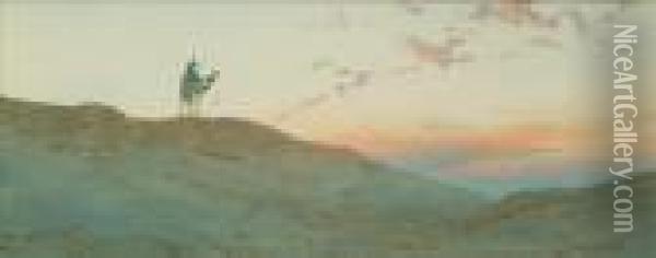 A Desert Skyline Oil Painting - Augustus Osborne Lamplough