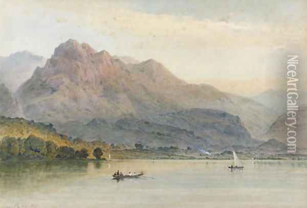 An extensive lake, India Oil Painting - Aaron Edwin Penley
