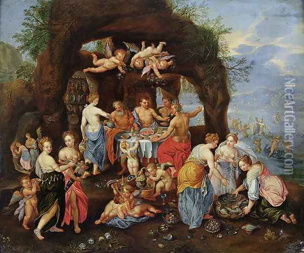 The Feast of the Gods Oil Painting - Jan van Kessel