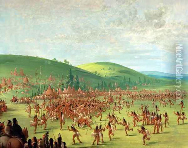 Indian Ball Game Oil Painting - George Catlin