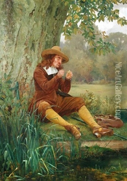 In The Days Of Isaac Walton Oil Painting - Walter Dendy Sadler