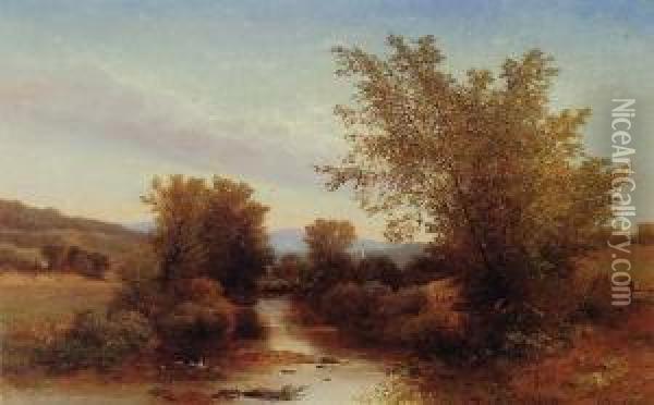 Landscape With A Footbridge Oil Painting - Albert (Fitch) Bellows