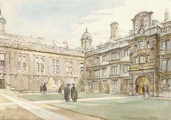 The quadrangle at Clare College, Cambridge Oil Painting - John Fulleylove