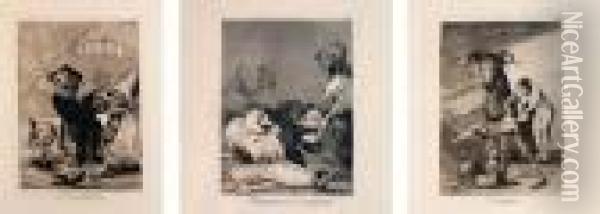 3 Acqueforti - Acquetinte, Tavole Numero 47, 49, 60 Dalla Serie Los Caprichos Oil Painting - Francisco De Goya y Lucientes