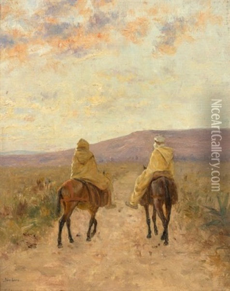 Les Deux Cavaliers Oil Painting - John Lewis Schonborn