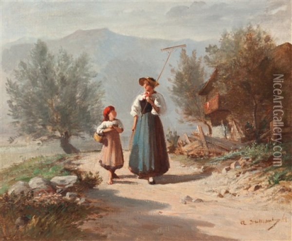 Sennerin Auf Dem Heimweg Oil Painting - Alfred-Paul-Emile-Etienne Dumont