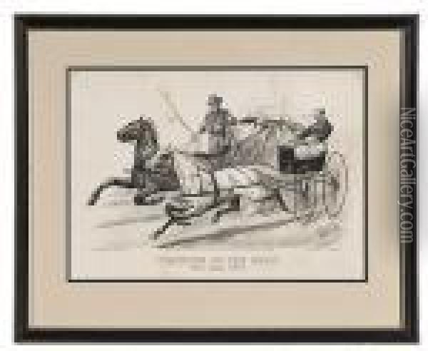 Trotting On The Road/swill Against Swell Oil Painting - Currier & Ives Publishers