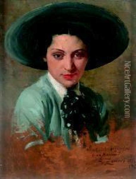 Ritratto Di Lina Bonomi Oil Painting - Arturo Zanieri