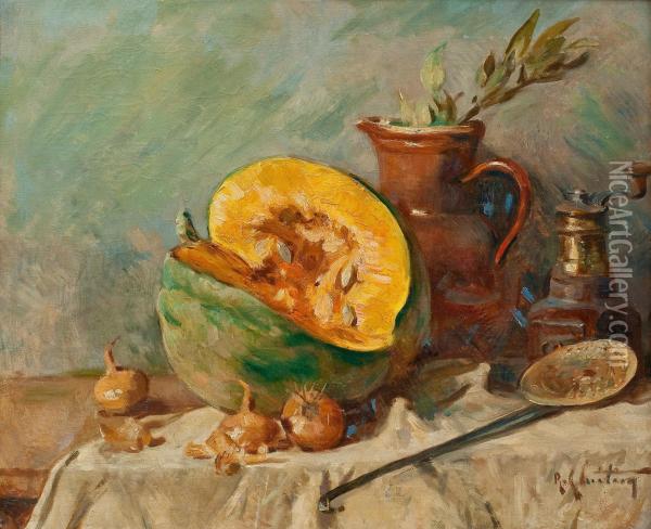 Nature Morte With A Melon Oil Painting - Rene Louis Chretien
