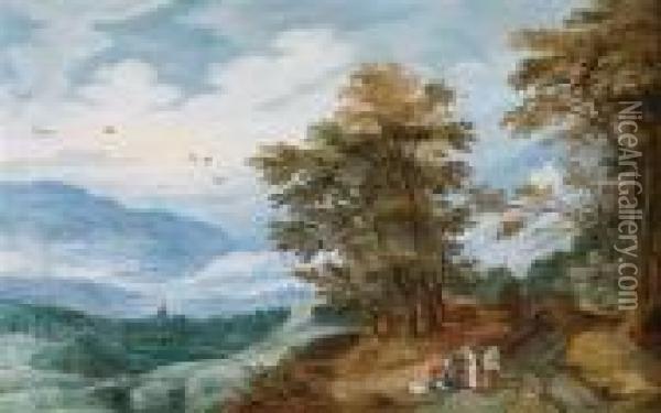 Eine Weite Landschaft Mit Reisenden Oil Painting - Jan Brueghel the Younger