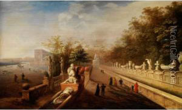 Blick In Den Park Der Villa D'este Oil Painting - Johann Wilhelm Baur