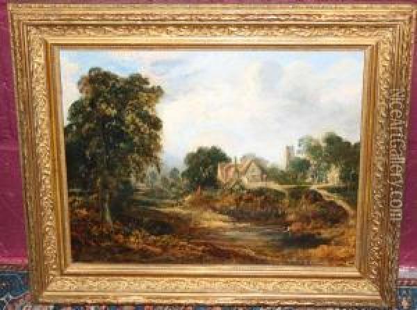 An East Anglian Landscape Oil Painting - Joseph Paul