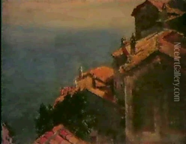 Village Au Bord De La Mediterranee Oil Painting - Henri-Edmond Cross