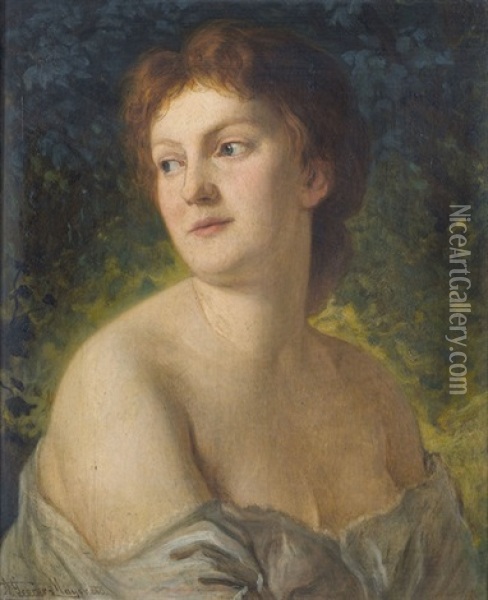 Brustbildnis Einer Dame Oil Painting - August Georg Mayer