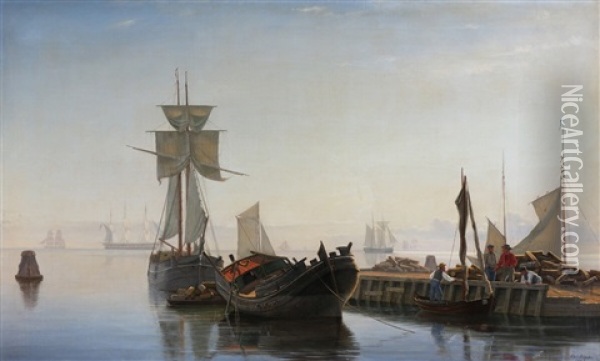Italian Harbour Scenery Oil Painting - Christian Blache