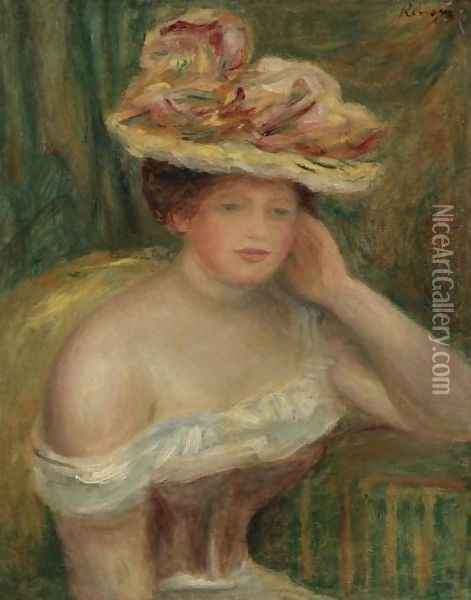 Femme en corset Oil Painting - Pierre Auguste Renoir