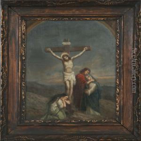 Kristus Pa Korset Oil Painting - Anker Lund