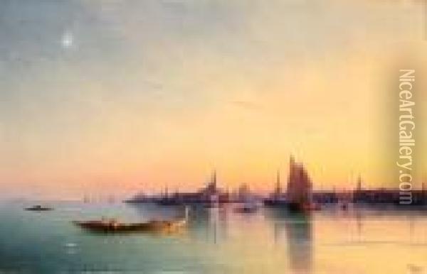 Sunset Over The Venetian Lagoon Oil Painting - Ivan Konstantinovich Aivazovsky