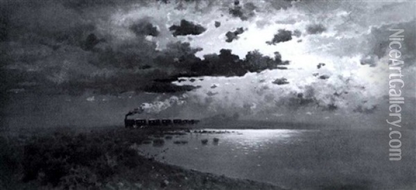Midnight Train Oil Painting - Antonino Leto
