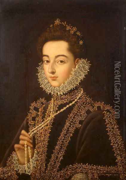 Portrait of the Infanta Catalina Micaela Oil Painting - Alonso Sanchez Coello