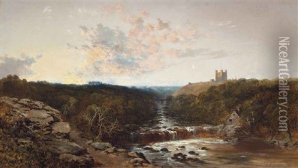 Richmond Castle, Sunset Oil Painting - Edmund John Niemann