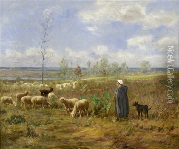 Moutons Au Paturage Oil Painting - Albert Charpin