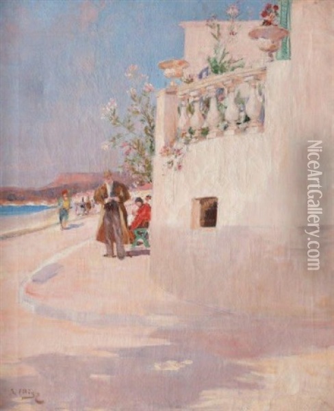 Promenade Du Mourillou A Toulon Oil Painting - Raymond Allegre