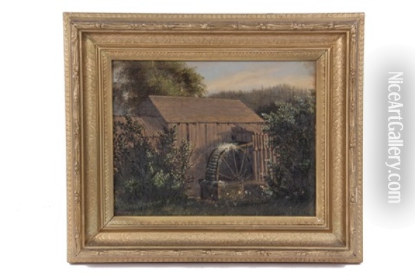 Waterwheel, Old Maine Mill Oil Painting - John Bradley Hudson