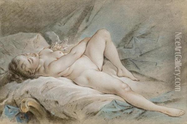 Venus Jouant Avec Deux Colombes Oil Painting - Francois Boucher