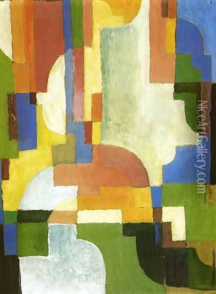 Colored Forms I Oil Painting - August Macke