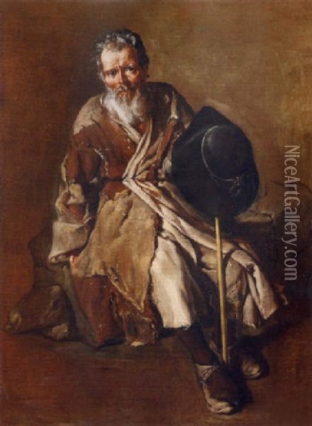 Vecchio Mendicante Oil Painting - Giacomo Ceruti