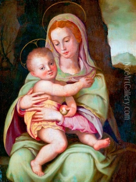 Madonna A Gyermek Jezussal Oil Painting - Lucca Longhi