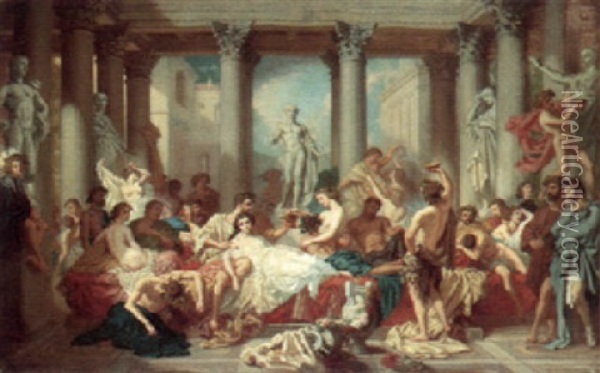 Romans Of The Decadence Oil Painting - Thomas Couture